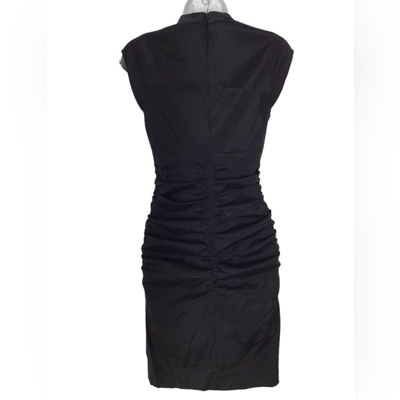 Cache Black Ruched V Neck Short Sleeve Dress Size 2 - Picture 2 of 6